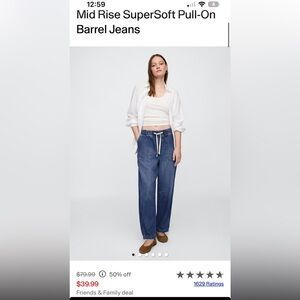 Size L Gap Barrell pull on jeans